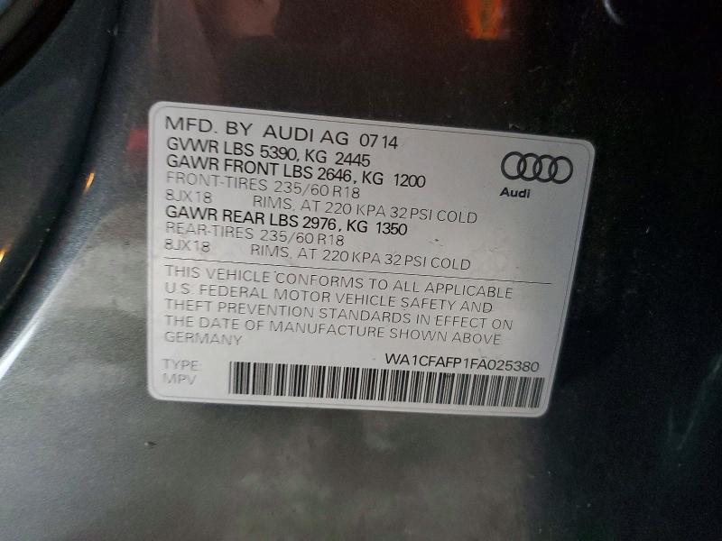 Aukcja sprzedaży 2015 Audi Q5, vin: WA1CFAFP1FA025380, numer aukcji: 63875176