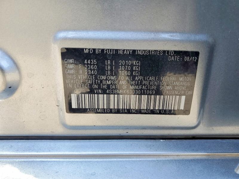 Auction sale of the 2013 Subaru Legacy, vin: 4S3BMBK63D3011069, lot number: 64232896