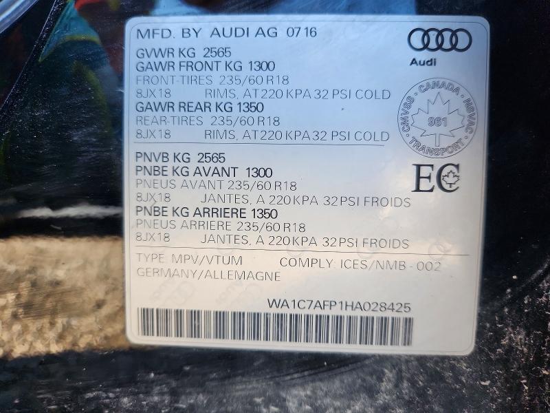 Aukcja sprzedaży 2017 Audi Q5, vin: WA1C7AFP1HA028425, numer aukcji: 61108256