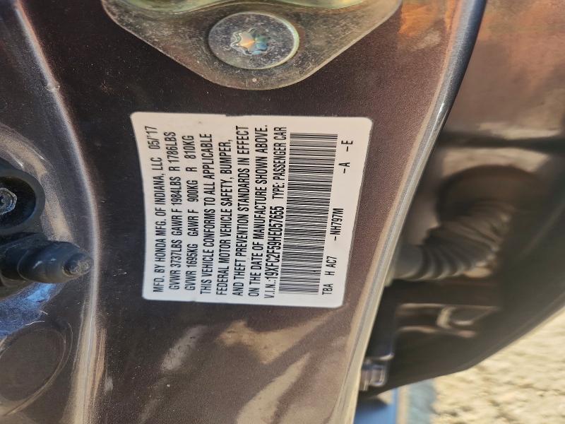 Aukcja sprzedaży 2017 Honda Civic, vin: 19XFC2F59HE057655, numer aukcji: 66829746