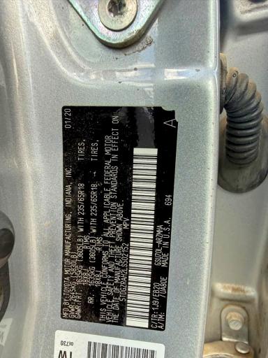 Aukcja sprzedaży 2020 Toyota Highlander, vin: 5TDGZRAH2LS502152, numer aukcji: 65747806