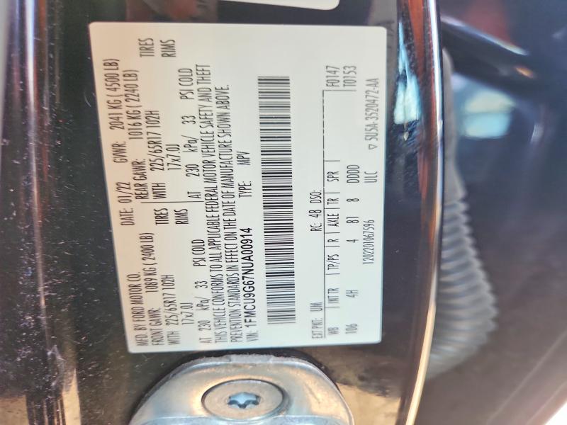 Продажа на аукционе авто 2022 Ford Escape, vin: 1FMCU9G67NUA00914, номер лота: 66431496