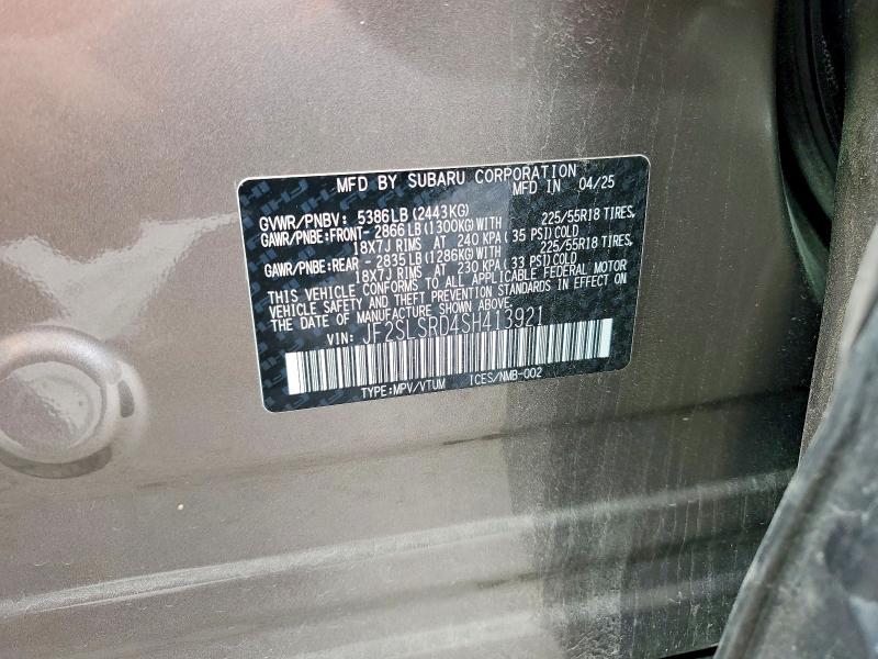 2025 Subaru Forester მანქანა იყიდება აუქციონზე, vin: JF2SLSRD4SH413921, აუქციონის ნომერი: 65644796