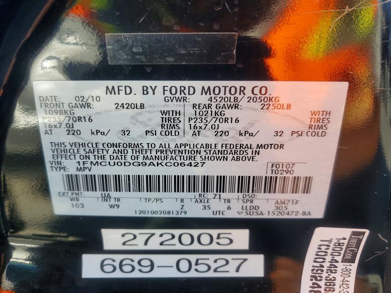 Aukcja sprzedaży 2010 Ford Escape, vin: 1FMCU0DG9AKC06427, numer aukcji: 63204436