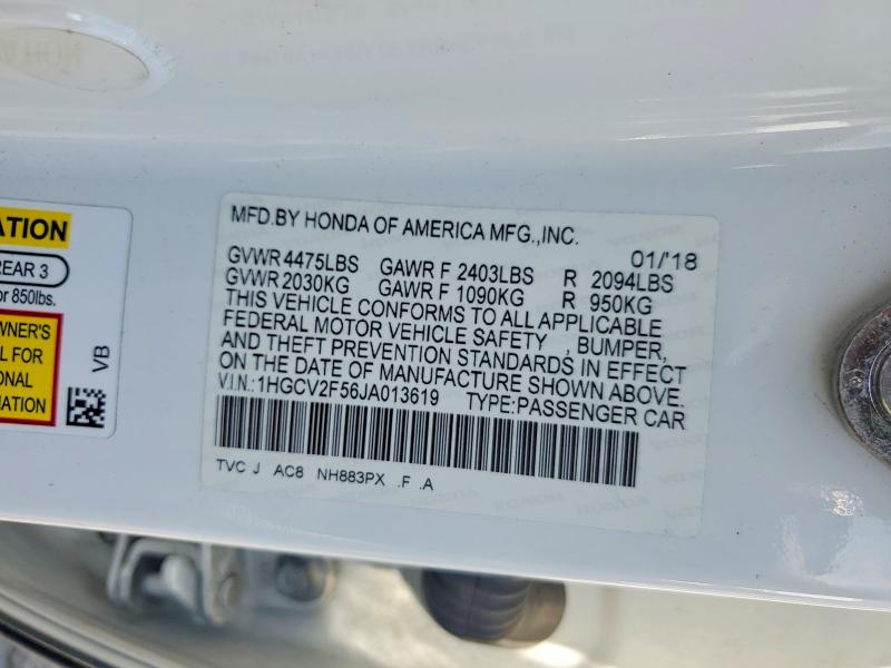 Продажа на аукционе авто 2018 Honda Accord, vin: 1HGCV2F56JA013619, номер лота: 64240216