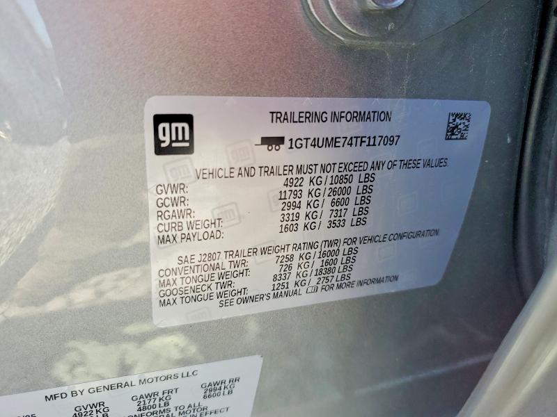 Aukcja sprzedaży 2026 Gmc Sierra, vin: 1GT4UME74TF117097, numer aukcji: 62935286