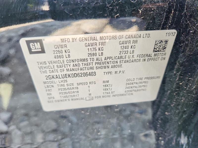 65498656 :رقم المزاد ، 2GKALUEK0D6206403 vin ، 2013 Gmc Terrain مزاد بيع