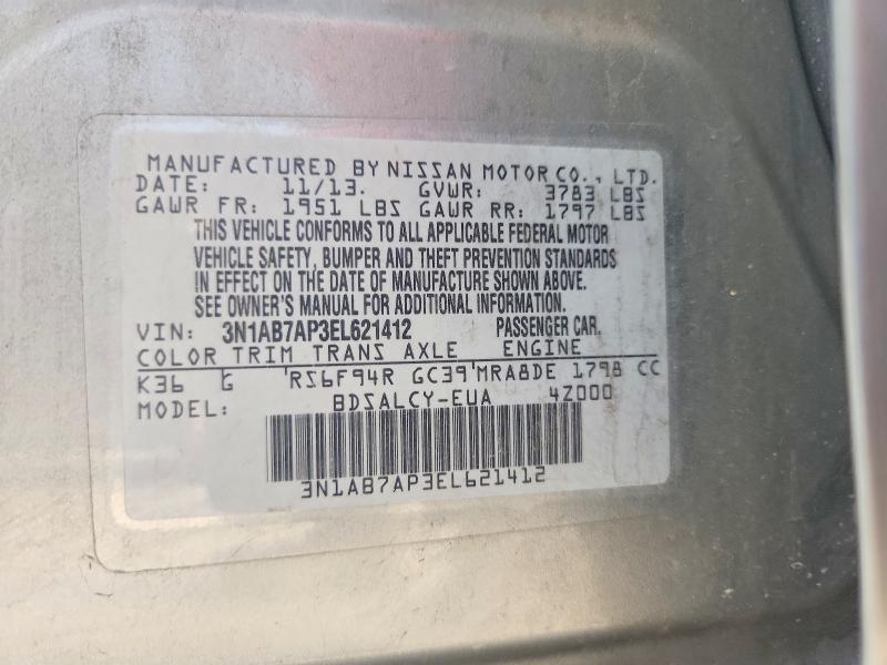 Aukcja sprzedaży 2014 Nissan Sentra, vin: 3N1AB7AP3EL621412, numer aukcji: 63747986
