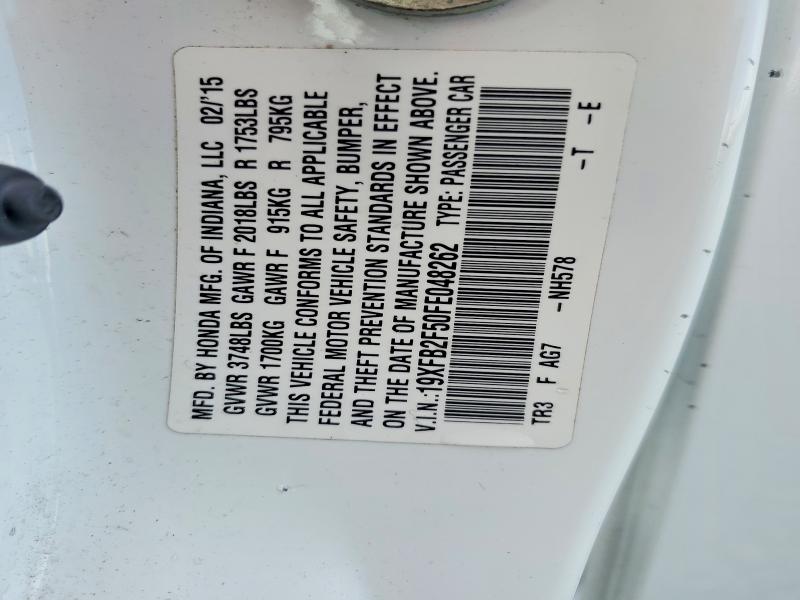 Aukcja sprzedaży 2015 Honda Civic, vin: 19XFB2F50FE048262, numer aukcji: 64356186