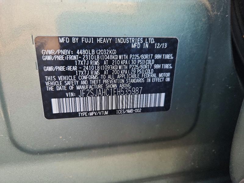 Aukcja sprzedaży 2014 Subaru Forester, vin: JF2SJAHC1EH535987, numer aukcji: 66116426