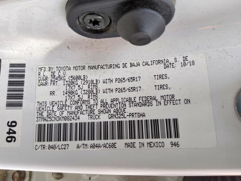 Aukcja sprzedaży 2019 Toyota Tacoma, vin: 3TMAZ5CN3KM082434, numer aukcji: 64595706