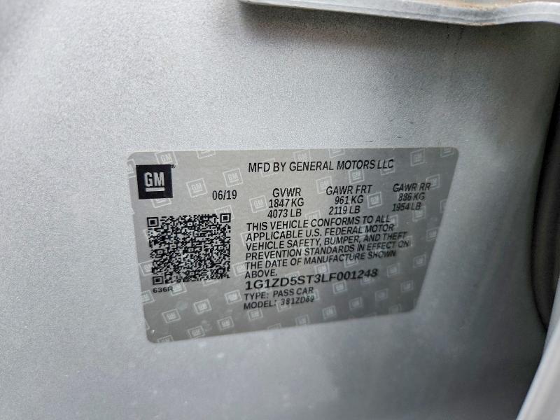 66202226 :رقم المزاد ، 1G1ZD5ST3LF001248 vin ، 2020 Chevrolet Malibu مزاد بيع