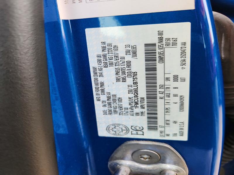 64326376 :رقم المزاد ، 1FMCU9G66LUB75765 vin ، 2020 Ford Escape مزاد بيع