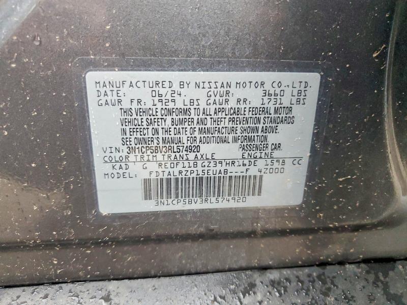 2024 Nissan Kicks მანქანა იყიდება აუქციონზე, vin: 3N1CP5BV3RL574920, აუქციონის ნომერი: 63498556