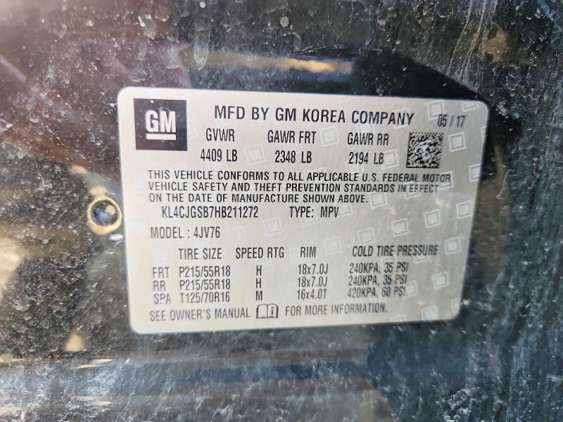 Aukcja sprzedaży 2017 Buick Encore, vin: KL4CJGSB7HB211272, numer aukcji: 65797006