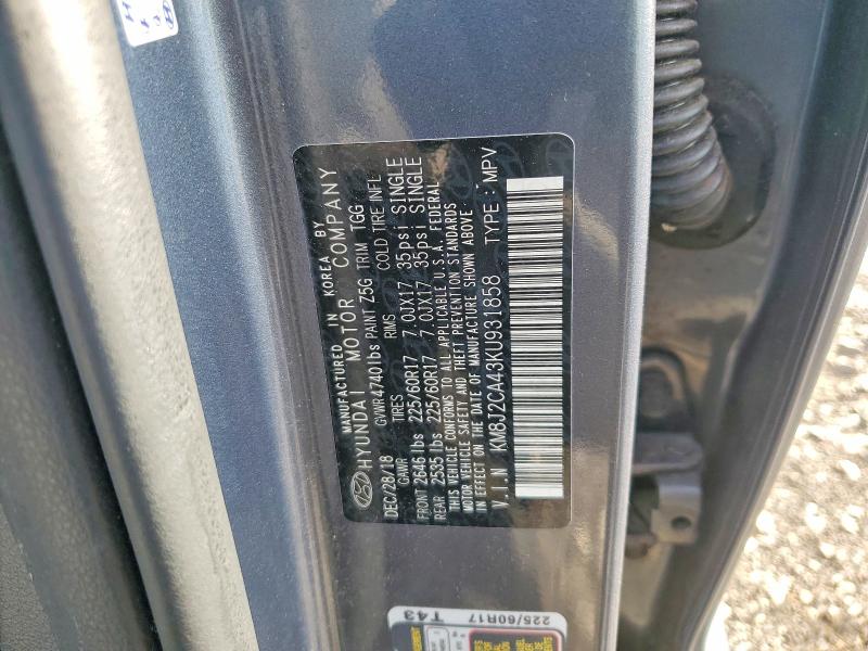 Aukcja sprzedaży 2019 Hyundai Tucson, vin: KM8J2CA43KU931858, numer aukcji: 65284016