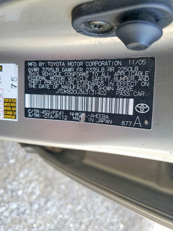 2006 Toyota Prius მანქანა იყიდება აუქციონზე, vin: JTDKB20U363131402, აუქციონის ნომერი: 64447526