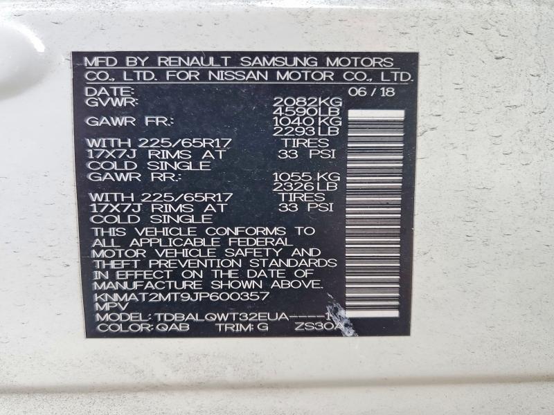 Aukcja sprzedaży 2018 Nissan Rogue, vin: KNMAT2MT9JP600357, numer aukcji: 66791426