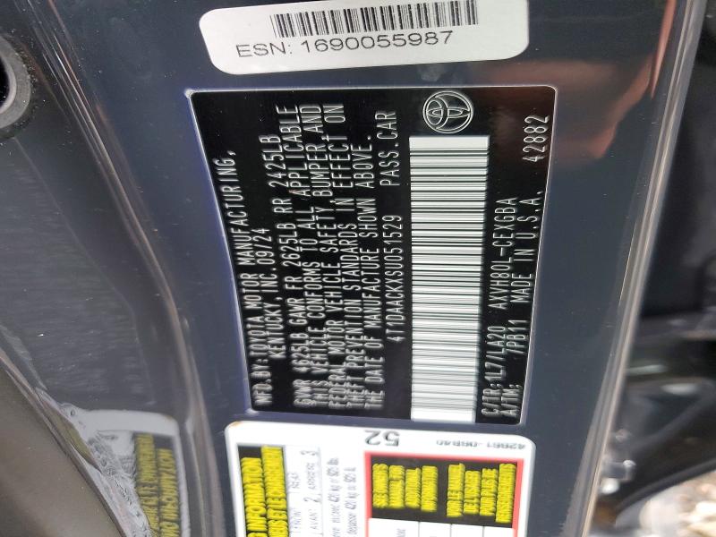 2025 Toyota Camry მანქანა იყიდება აუქციონზე, vin: 4T1DAACKXSU051529, აუქციონის ნომერი: 63565656