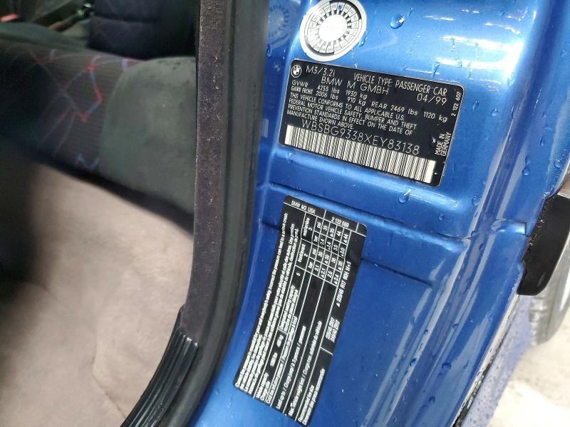64266606 :رقم المزاد ، WBSBG9338XEY83138 vin ، 1999 Bmw M3 مزاد بيع