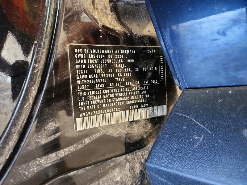 2018 Volkswagen Tiguan Limited მანქანა იყიდება აუქციონზე, vin: WVGBV7AX4JK001782, აუქციონის ნომერი: 62358586