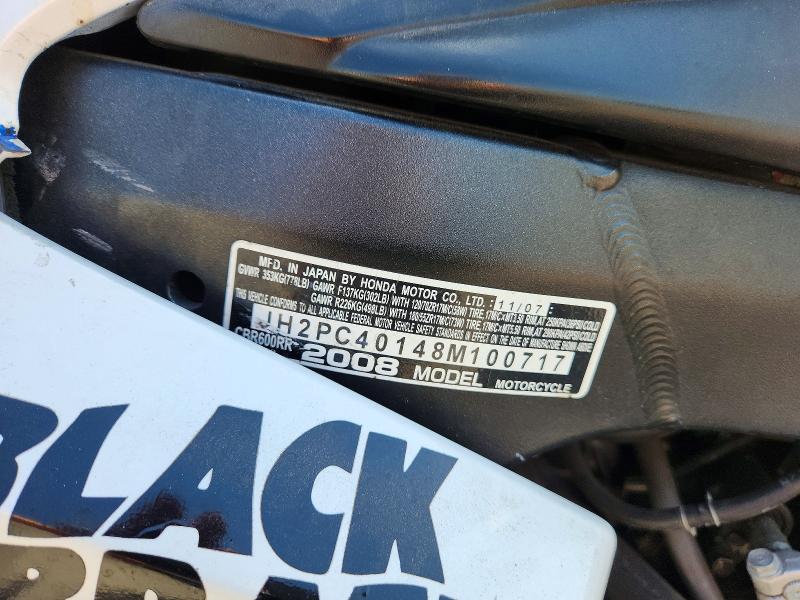 Продажа на аукционе авто 2008 Honda Cbr600, vin: JH2PC40148M100717, номер лота: 63833806