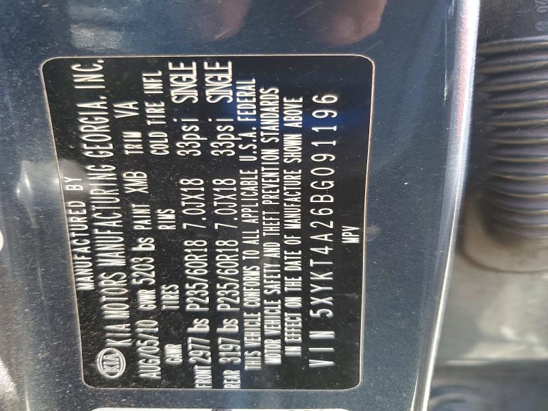 Aukcja sprzedaży 2011 Kia Sorento, vin: 5XYKT4A26BG091196, numer aukcji: 64966876