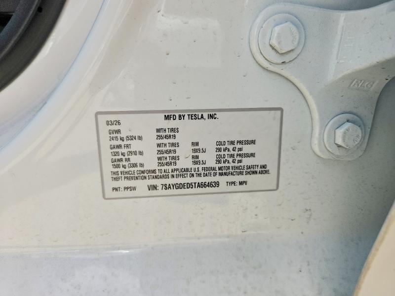 65593406 :رقم المزاد ، 7SAYGDED5TA664639 vin ، 2026 Tesla Model Y مزاد بيع