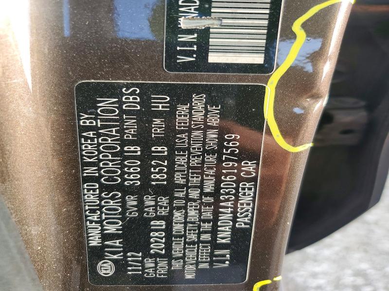 66446616 :رقم المزاد ، KNADN4A33D6197569 vin ، 2013 Kia Rio مزاد بيع