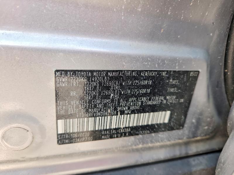 Aukcja sprzedaży 2022 Toyota Rav4, vin: 4T3T6RFV9NU082168, numer aukcji: 64614486