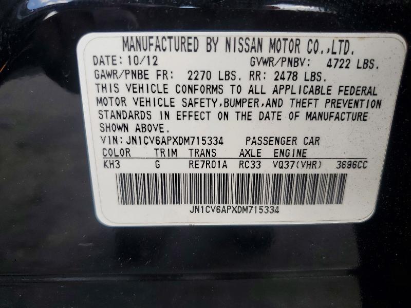 Продажа на аукционе авто 2013 Infiniti G37 Sedan, vin: JN1CV6APXDM715334, номер лота: 64782506