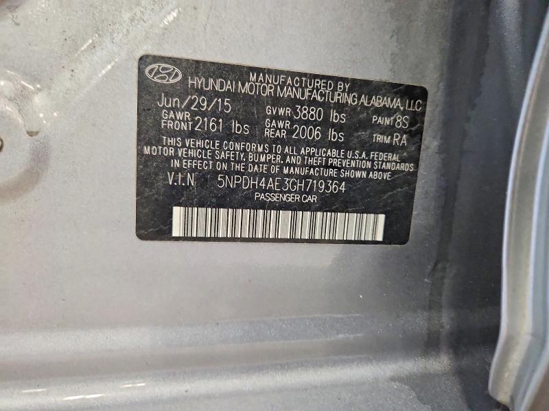 65367266 :رقم المزاد ، 5NPDH4AE3GH719364 vin ، 2016 Hyundai Elantra مزاد بيع
