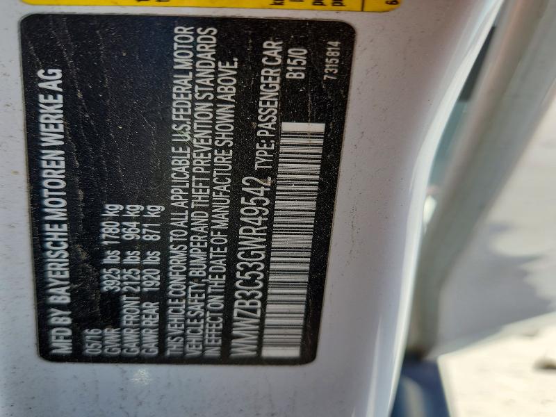 2016 Mini Cooper მანქანა იყიდება აუქციონზე, vin: WMWZB3C53GWR49542, აუქციონის ნომერი: 66490936