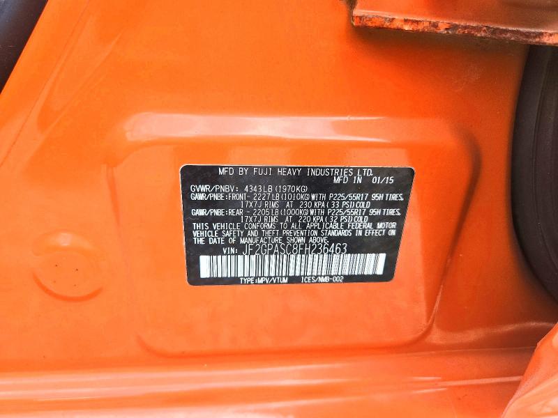 66080906 :رقم المزاد ، JF2GPASC8FH236463 vin ، 2015 Subaru Xv Crosstrek مزاد بيع