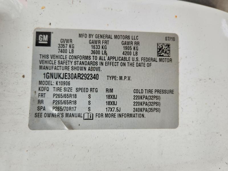 65517556 :رقم المزاد ، 1GNUKJE30AR292340 vin ، 2010 Chevrolet Suburban مزاد بيع