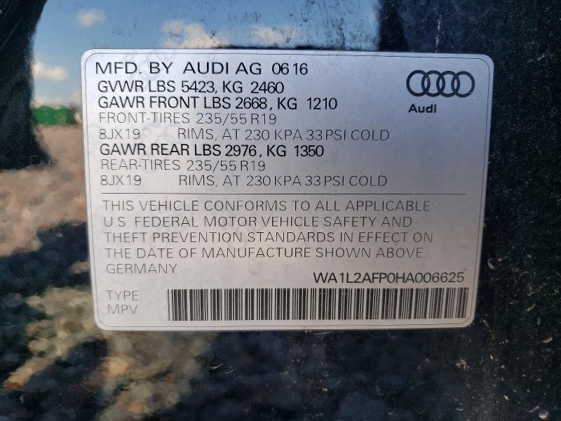 Aukcja sprzedaży 2017 Audi Q5, vin: WA1L2AFP0HA006625, numer aukcji: 63778496