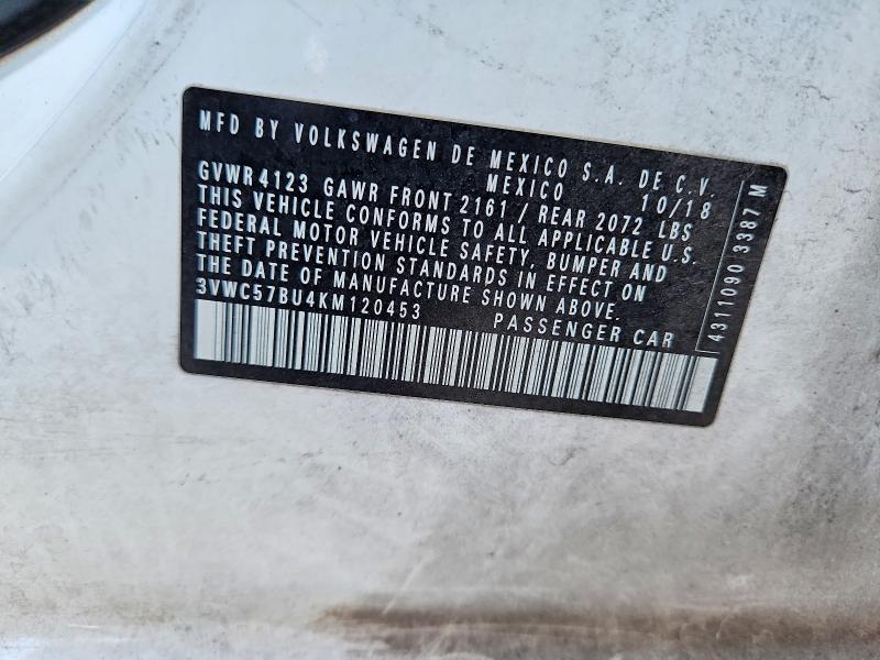65708916 :رقم المزاد ، 3VWC57BU4KM120453 vin ، 2019 Volkswagen Jetta مزاد بيع