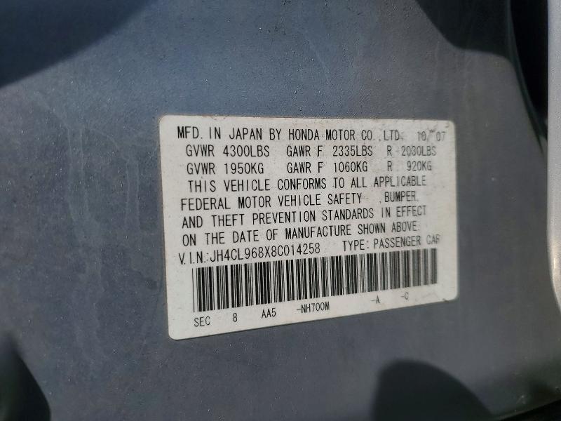 2008 Acura Tsx მანქანა იყიდება აუქციონზე, vin: JH4CL968X8C014258, აუქციონის ნომერი: 62386676