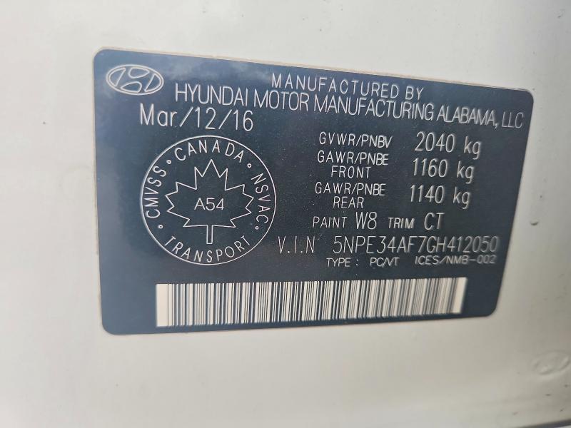 Aukcja sprzedaży 2016 Hyundai Sonata, vin: 5NPE34AF7GH412050, numer aukcji: 63150646