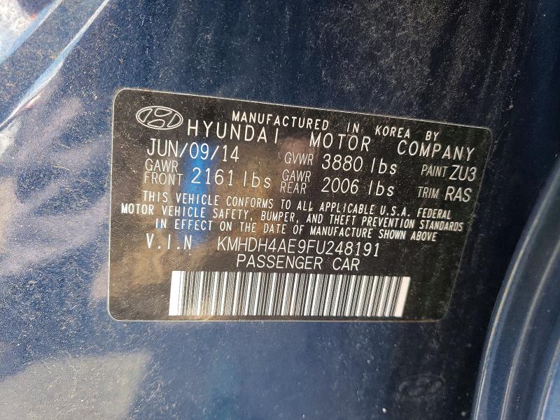 66473126 :رقم المزاد ، KMHDH4AE9FU248191 vin ، 2015 Hyundai Elantra مزاد بيع