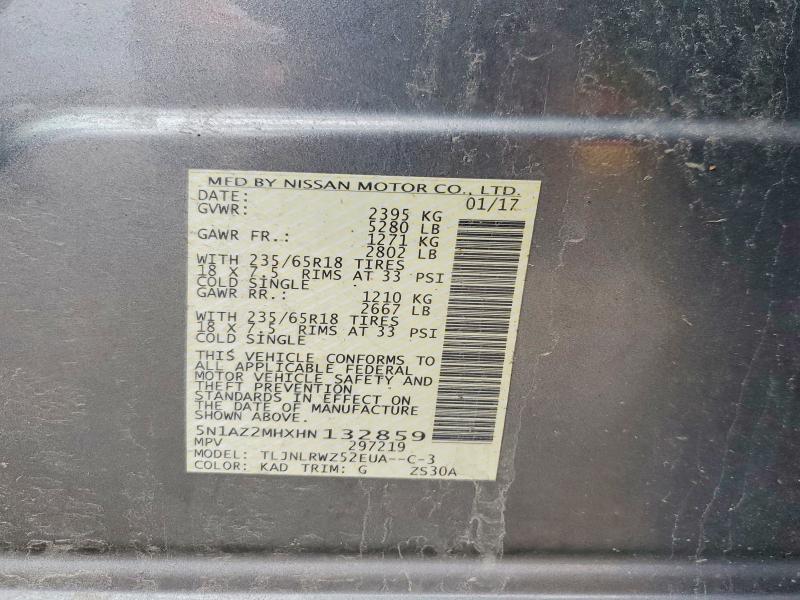 Aukcja sprzedaży 2017 Nissan Murano, vin: 5N1AZ2MHXHN132859, numer aukcji: 63816616