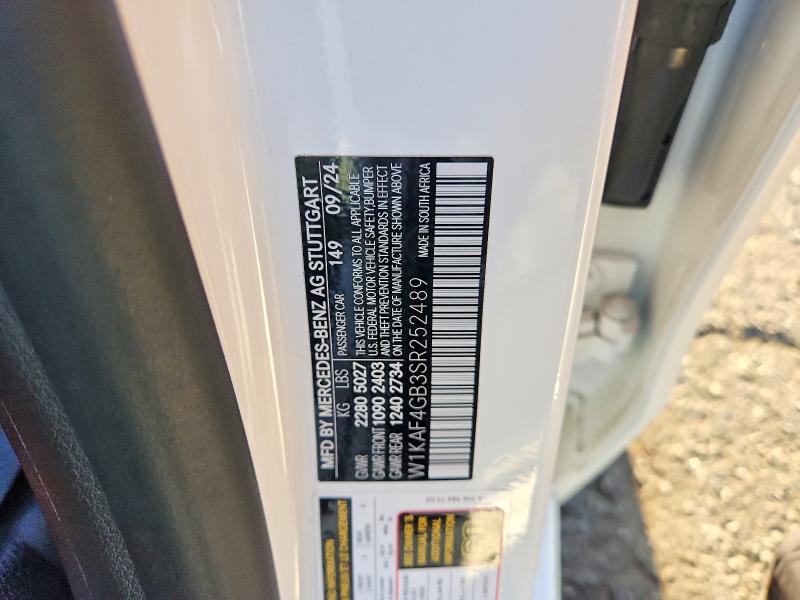 66562146 :رقم المزاد ، W1KAF4GB3SR252489 vin ، 2025 Mercedes-benz C مزاد بيع