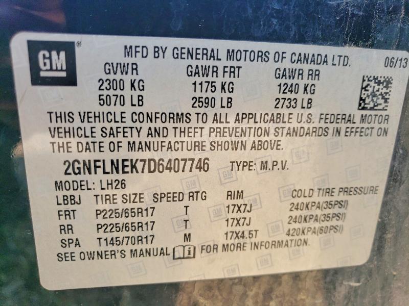 64387116 :رقم المزاد ، 2GNFLNEK7D6407746 vin ، 2013 Chevrolet Equinox مزاد بيع