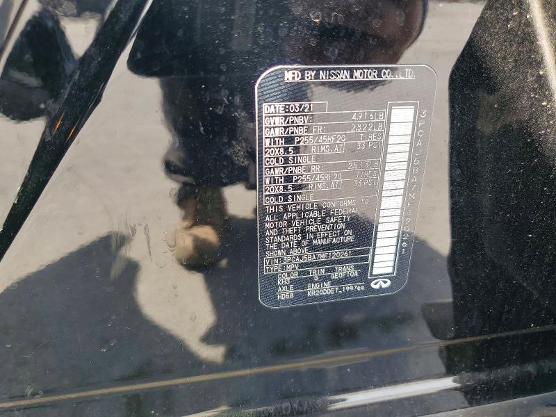 Aukcja sprzedaży 2021 Infiniti Qx50, vin: 3PCAJ5BA7MF120261, numer aukcji: 64367996