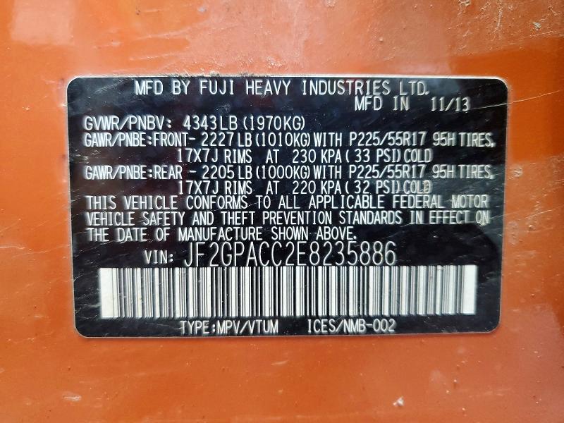 Продаж на аукціоні авто 2014 Subaru Xv Crosstrek, vin: JF2GPACC2E8235886, номер лоту: 62990396