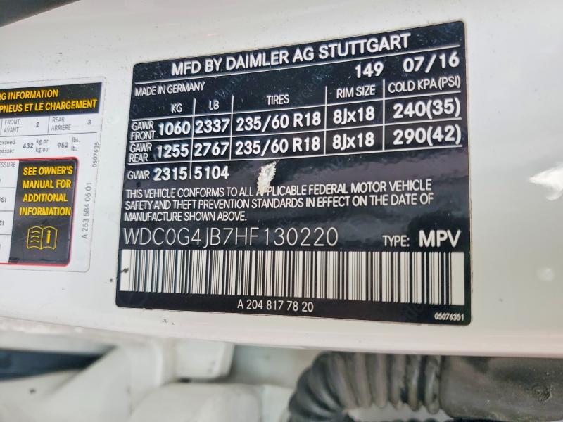 Продаж на аукціоні авто 2017 Mercedes-benz Glc, vin: WDC0G4JB7HF130220, номер лоту: 66078126