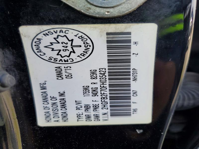 Aukcja sprzedaży 2015 Honda Civic, vin: 2HGFB2F70FH035423, numer aukcji: 64893756