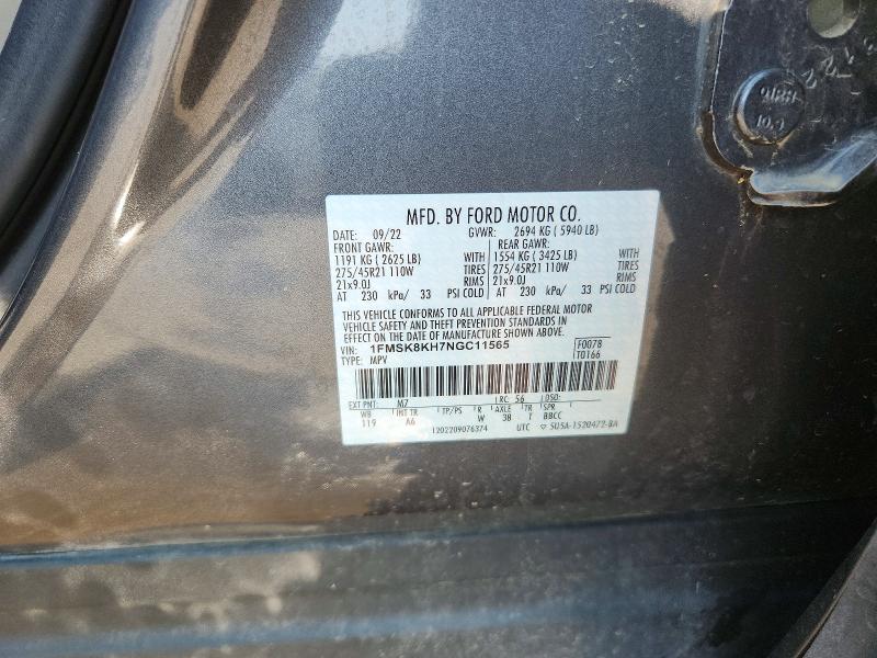 Aukcja sprzedaży 2022 Ford Explorer, vin: 1FMSK8KH7NGC11565, numer aukcji: 64421546