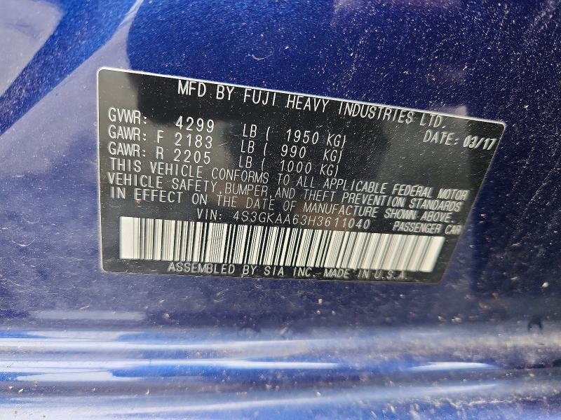 Aukcja sprzedaży 2017 Subaru Impreza, vin: 4S3GKAA63H3611040, numer aukcji: 64969636