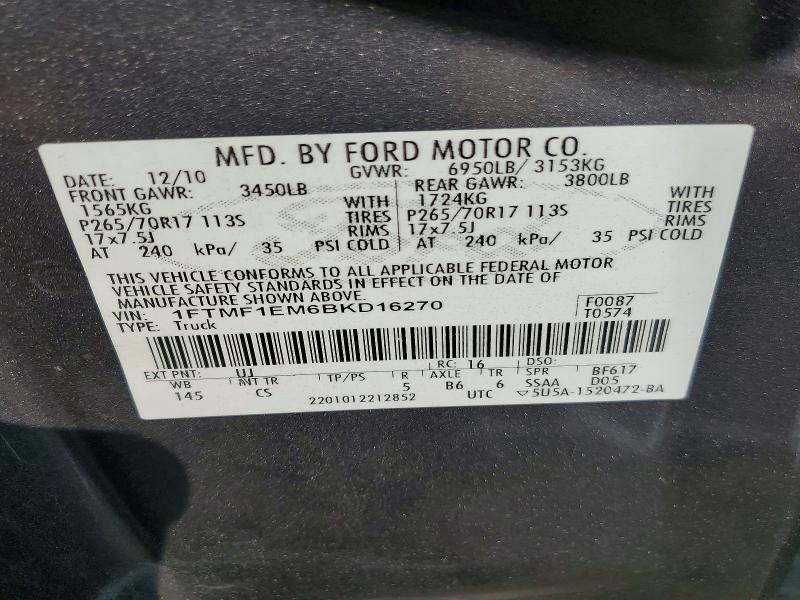 Продаж на аукціоні авто 2011 Ford F150, vin: 1FTMF1EM6BKD16270, номер лоту: 65098366